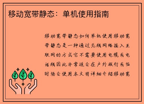 移动宽带静态：单机使用指南